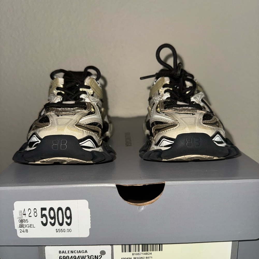 Balenciaga Kids Beige and Black Sneakers